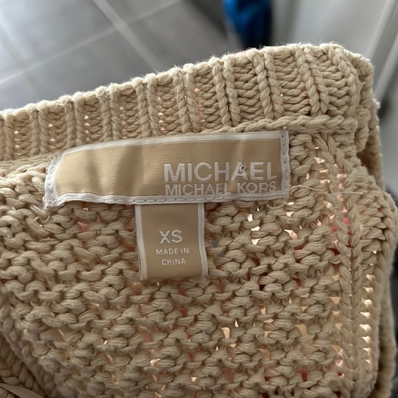 Michael Kors Ivory Cotton Cable Knit Crewneck Sweater - Picture 6 of 6